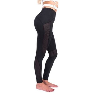 Europese En Amerikaanse Vrouwen Plus Size Explosie Modellen Cut-Out Mesh Panel Sport Leggings Vrouwen