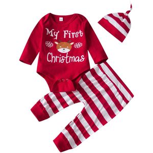 Hipac 3Pcs Pasgeboren Baby Kerst Kleding Set Baby Jongens Meisjes Romper Jumpsuit Bodysuit Broek Kleding Set Outfit Voor Kinderen