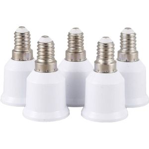 5 Pcs E14, E27 Adapter Base Schroef Led Lamp Bulb Socket Converter, Wit