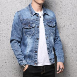 Brand 100 Katoen Revers Mannen Denim Jas Mode Slanke Toevallige Blauwe Denim Jasje Grote Maat 5XL Mannen retro Denim Jasje