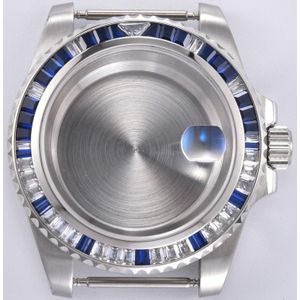 Horloge Case Bidirectionele Roterende Kristallen Ring Mond Rvs 40 Mm Waterdicht 5atm R4