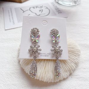 Mengjiqiao Koreaanse Luxe Kristal Vlinder Dangle Oorbellen Voor Vrouwen Meisjes Elegante Bloem Mode Partij Sieraden