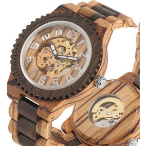 Houten Automatische Horloges Mechanische Horloges Mannen Arabische Cijfers Royal Volledige Hout Band Horloges Houten Horloge Klok Luxe reloj