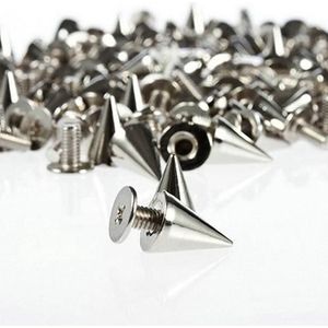 100 Pcs 9.5Mm Punk Zilver Cone Spikes Screwback Studs Diy Craft Cool Klinknagels Voor Kleding Tas Schoenen Leer handwerk