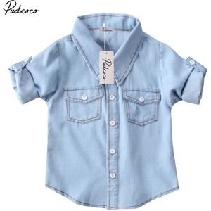 Brand Peuter Baby Kind Kids Baby Jongens Denim Shirt Lange Mouw T-shirt Top Kleding Pocket Casual Outfit 1-6T
