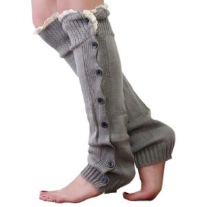 Vrouwen Hoop Hoop Sokken Mode Winter Kant Knop Been Warmer Gebreide Kous Legwarmers Zachte Klassieke Laarzen Gebreide Sokken