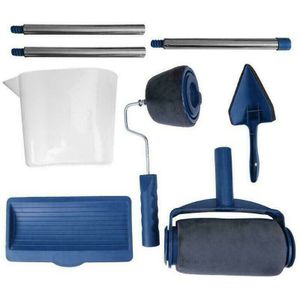 8 Stk/set Multifunctionele Muur Decoratieve Verf Roller Hoek Borstel Handvat Tool Diy Huishoudelijke Eenvoudig Te Bedienen Schilderij Borstels Kit