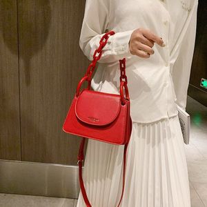 Chic Vrouwen Schoudertas Pu Lederen Kleine Dames Portemonnees En Handtassen Effen Kleur Bolso Mujer Kleine Crossbody Keten Tas