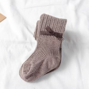 1-4 Jaar Verticale Streep Baby Panty En Najaar Kinderen Panty Boog Gebreide Meisje Wit Katoen elastische Panty