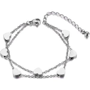 Lokaer Trendy Titanium Rvs Hart Dubbele Lagen Armbanden Dames Sieraden Chain & Link Armband Voor Vrouwen Meisjes B19018