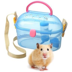Hamster Carrier Draagbare Ademend Клетка Для Хомяка Kooi Met Fles Voedsel Feeder Handvat Huisdier Outdoor Carrier Hamsterkooi Doos