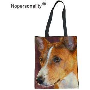 Nopersonality Vrouwen Handtassen Canvas Basenji Hond Afdrukken Casual Mode Tassen Voor Dames Vrouwelijke Hoge Capaciteit Schoudertassen
