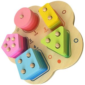 1 Set Van Vroege Educatief Speelgoed Geometrische Figuur Mouwen Column Bijpassende Blokken Voor Baby (Willekeurige Kleur)