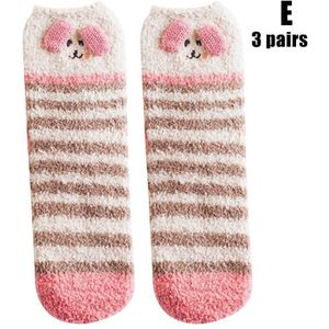 3 Pairs Vrouwen Casual Fleece Sokken 3D Cartoon Dier Patroon Herfst Winter Dikke Warme Sokken SDFA88