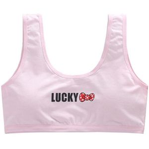 Meisje Katoen Sport Training Beha Lucky Brief Print Ondergoed Bralette Naadloze Gelaagde Crop Top 8-18Y