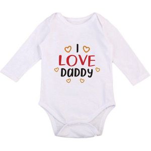 Leuke I Love Papa Letters Print Baby Romper Jongen Meisje Unisex Lange Mouwen Rompertjes 0-18M Beste voor Papa Baby Kleding