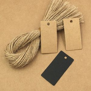 200 Pcs/LotBlank Bruin Zwart Papier Hang Tags Pakket Label Cubic Kraftpapier Kaart 200 Stuks Hennep Strings collocatie DIY Labels Tag