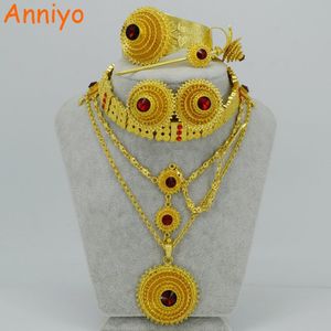 Anniyo Ethiopische Sieraden Sets Ketting/Chokers Ketting/Voorhoofd Ketting/Oorbellen/Armband/Haarspeld/Ring Habesha huwelijkscadeau #028706