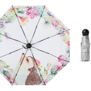 Titanium Zilver Paraplu Vrouwen Mini Pocket Parasol Meisjes Kids Draagbare Vijf Opvouwbare Paraplu Winddicht UPF50 +