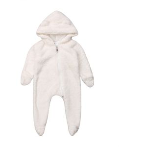 Pasgeboren Peuter Baby Hooded Romper Jumpsuit Effen Kleur Fluwelen Beer Playusit Meisje Jongen Hoddies Winter Outfits Kleding 0-24M