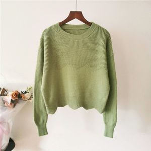 Alpaca Losse Lui Wind Effen Kleur Trui Korte Knitwear Student Ronde Hals Trend