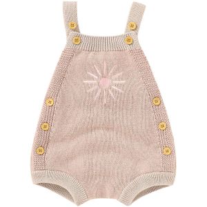 0-18M Baby Jongen Meisje Gebreide Trui Romper Mouwloze Geborduurde Zon Jumpsuit Uitloper Warme Herfst
