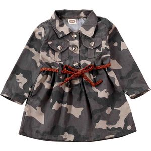 6M-3Y Baby Peuter Jongen Meisje Kids Lange Mouwen Casual Camouflage Tops Trenchcoat Bovenkleding + Riem Zomer Outfits Babykleertjes