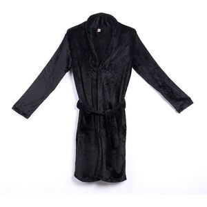 Mannen Lange Thuis Nachtkleding Robes Sjaalkraag Fleece Badjas Spa Gown Kimono Pyjama Zwart Blauw Grijs