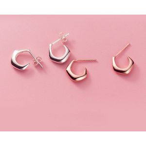 Mloveacc S925 Sterling Zilveren Sieraden Mode Eenvoudige Holle Letter C Vorm Stud Oorbellen Voor Vrouwen Lady Dochter