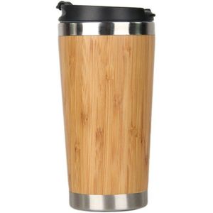 450Ml Bamboe Koffiekopje Roestvrij Staal Koffie Mok Met Lekvrije Cover Geïsoleerde Koffie Bijbehorende Beker Herbruikbare houte