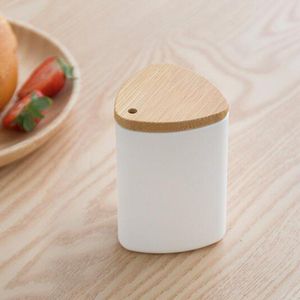 Plastic Tandenstoker Houder Met Bamboe Deksel Eenvoudige Desktop Tandenstokers Jar Stand Voor Thuis Restaurant Hotel