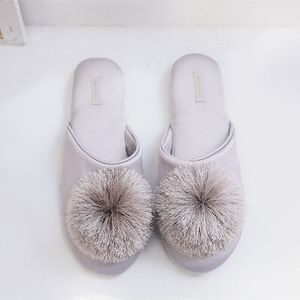 Zomer Leuke Pompon Thuis Slippers Vrouwen Schoenen Sweet Home Slides Antislip Comfortabele Indoor Slippers Vrouw