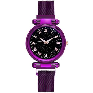 Vrouwen Horloge Luxe Starry Dial Crystal Rvs Mesh Magnetische Riem Dames Quartz Horloge Vrouwen Lichtgevende Handen Horloges