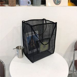 Vrouwen Mesh Handtas Mode Dames Opvouwbare Shopping Schoudertassen Herbruikbare Dagelijks Gebruik Strandtas Licht Grote Casual Tote