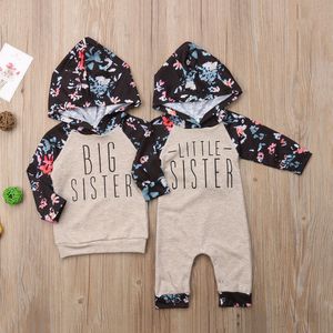 Baby Meisje Zus Match Floral Hooded Kleding Sweatshirt Lange Mouw Herfst Lente Katoen Hoodies Voor Zus Meisjes Kleding