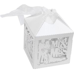 50 Stks/pak Diy Bruid En Bruidegom Candy Box Met Ribboncut Wedding Parties Gunsten Decoraties Candy Box