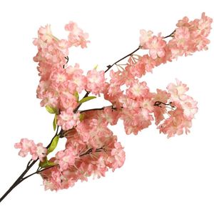 UEPOA Kersenbloesemdecoratie, 2 stuks, 1,7 m, bloemenkrans, kunstbloemen, hangende slinger met bladeren, kunstzijde, kersenbloesem, voor bruiloft, tuin, feestdecoratie (roze