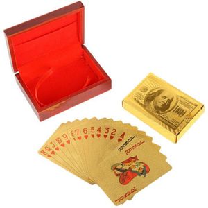 24K Speelkaarten Luxe Waterdichte Gold Diamond Folie Poker Carta Dek Van Kaarten Plastic Poker Kaart Voor Partij Magic prestaties