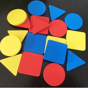 Houten Craft Kleur Groen Vierkante Driehoek Puzzel Kinderen Speelgoed Creativiteit