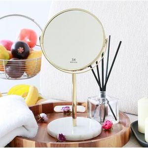 A1 Marmer tafelblad spiegel dubbelzijdige spiegel bruiloft prinses spiegel Desktop schoonheidssalon spiegel rose goud PF101502