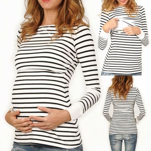 Vrouwen Moederschap Blouse Tops Gestreepte Lange Mouw Herfst Lente Vrouwelijke Casual Borstvoeding Kleding Verpleging Hoodie Tops Shirt