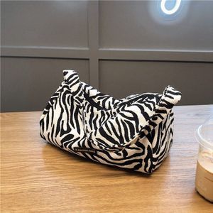 Zebra Patroon Tas Kleine Schoudertassen Voor Vrouwen Branded Schouder Handtassen Vrouwelijke Hand Tas Vintage Canvas Trend Zakken