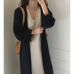 Vrouwen Losse Lange Gebreide Vest Trui Winter Effen Kleur Kimono Split Overjas Warme Zachte Trui Met Riem Uitloper