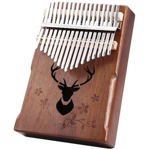 Kalimba 17 Key Thumb Piano Mahonie Afrikaanse Sanza Mbira Kalimba Draagbare Bruin Herten Vinger Muziek Instrument