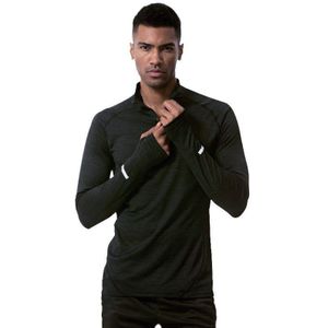 Heren Gym Shirts Running Workout Top Half Rits Reflectivem Man Training Lange Mouw T Shirts Man Sport Jogging Shirts