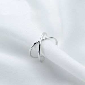 Mloveacc Echt 925 Zilveren X Vorm Kruis Open Ring Mode Gecontracteerd Eenvoudige Verstelbare Vinger Ringen Voor Vrouwen Meisjes