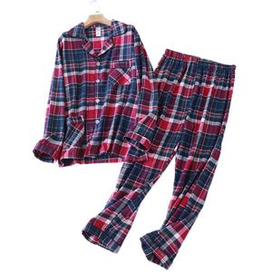 Mode Plaid 100% katoenen pyjama sets heren nachtkleding toevallige mannelijke slaap Kleding eenvoudige pyjama mannen homewear hombre