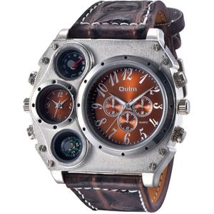 Oulm 1349 Sport Horloges Mannen Super Grote Grote Mannelijke Wijzerplaat Quartz Klok Decoratieve Kompas Luxe Heren Polshorloge