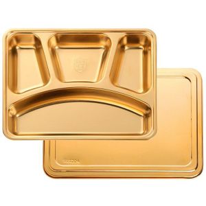 304 Rvs Bento Box Verdeeld Plaat Met Deksel Voor Kinderen En Volwassenen 4 Compartiment Lunch Voedsel Containers Restaurant Servies