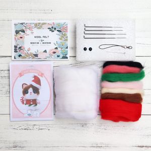Xmas Hoed Kat Wolvilt Craft Diy Onvoltooide Prikte Set Handwerk Kit Voor Naald Materiaal Bag Pack Handgemaakte Prikte Set